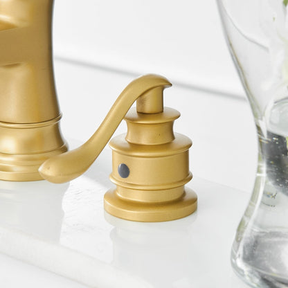 8 in Waterfall 2-Handle Bathroom Faucet with Drain Gold - buyfaucet.com