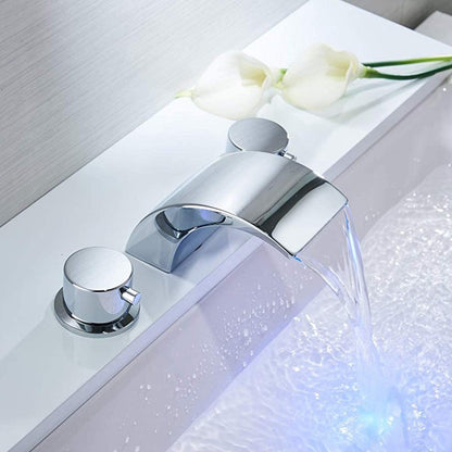 8 in Waterfall Bathroom Faucet With Led Light Chrome - buyfaucet.com