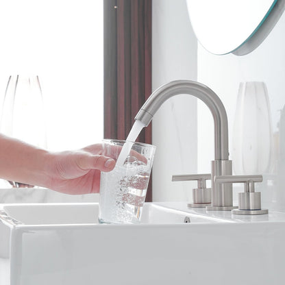 8 in. Widespread 2-Handle Bathroom Faucet Brushed Nickel - buyfaucet.com