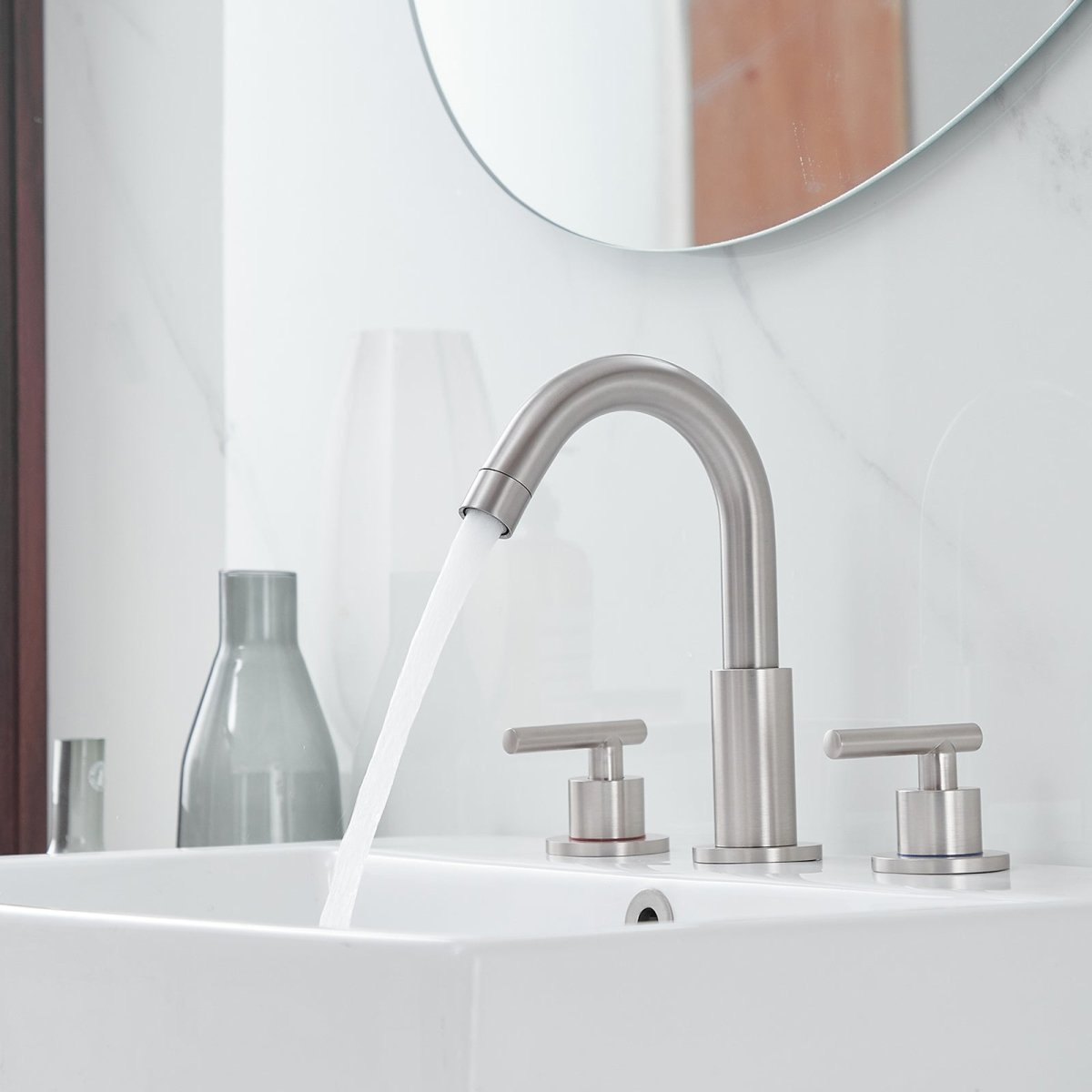 8 in. Widespread 2-Handle Bathroom Faucet Brushed Nickel - buyfaucet.com