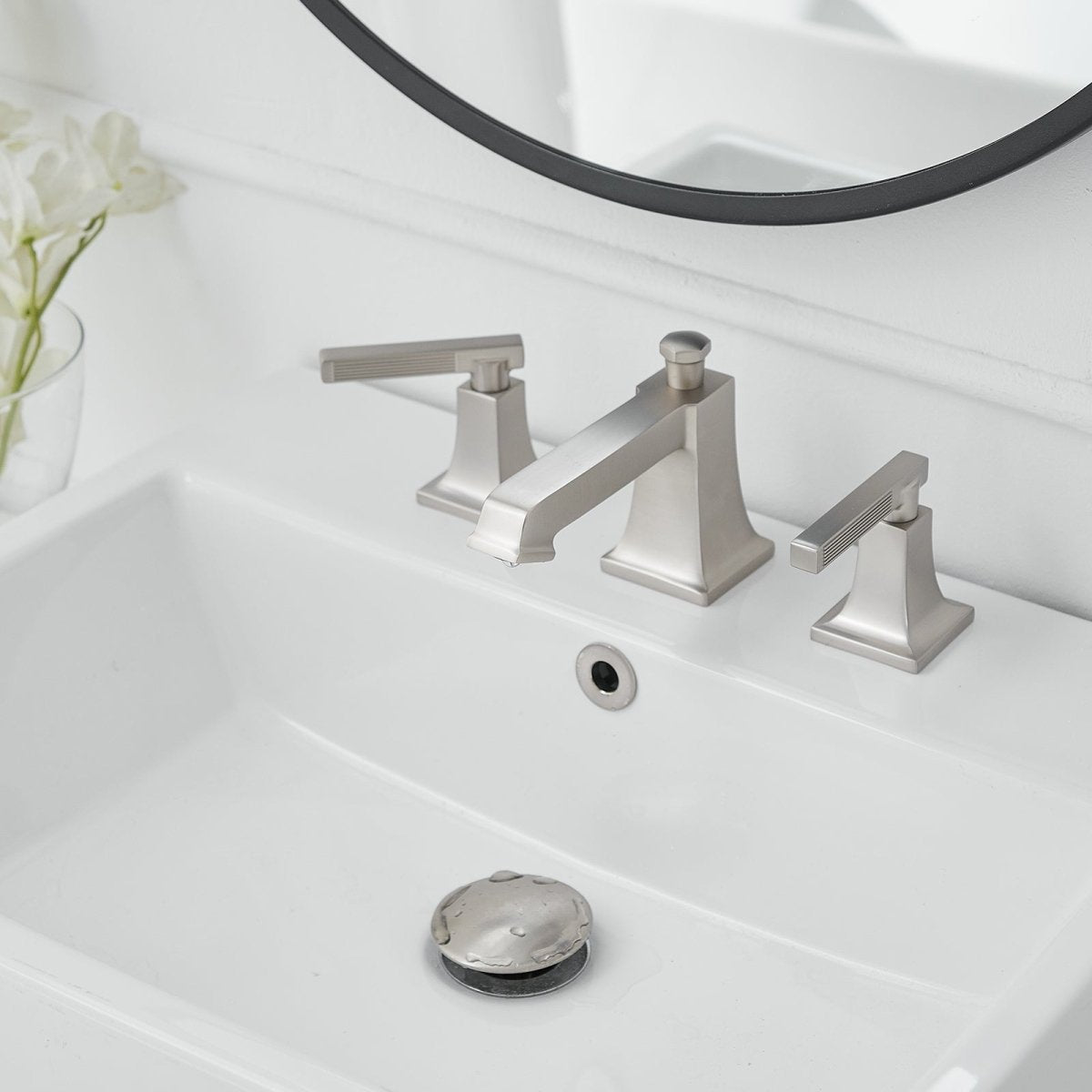 8 in. Widespread Double Handle Bathroom Faucet Brushed Nickel - buyfaucet.com