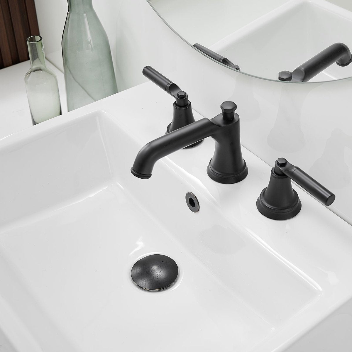8 in. Widespread Double Handle Bathroom Faucet Matte Black - buyfaucet.com