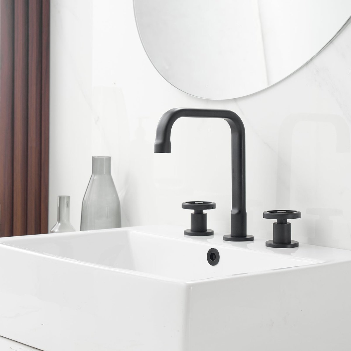 8 in. Widespread Double Handle High-Arc Bathroom Faucet Black - buyfaucet.com