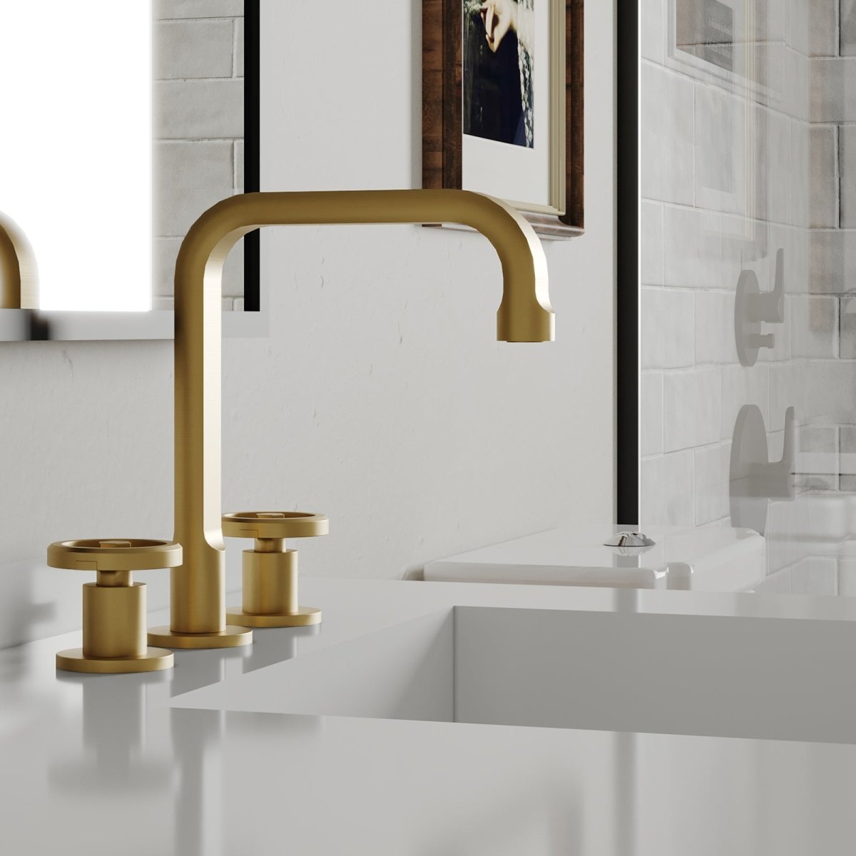 8 in. Widespread Double Handle High-Arc Bathroom Faucet Gold - buyfaucet.com