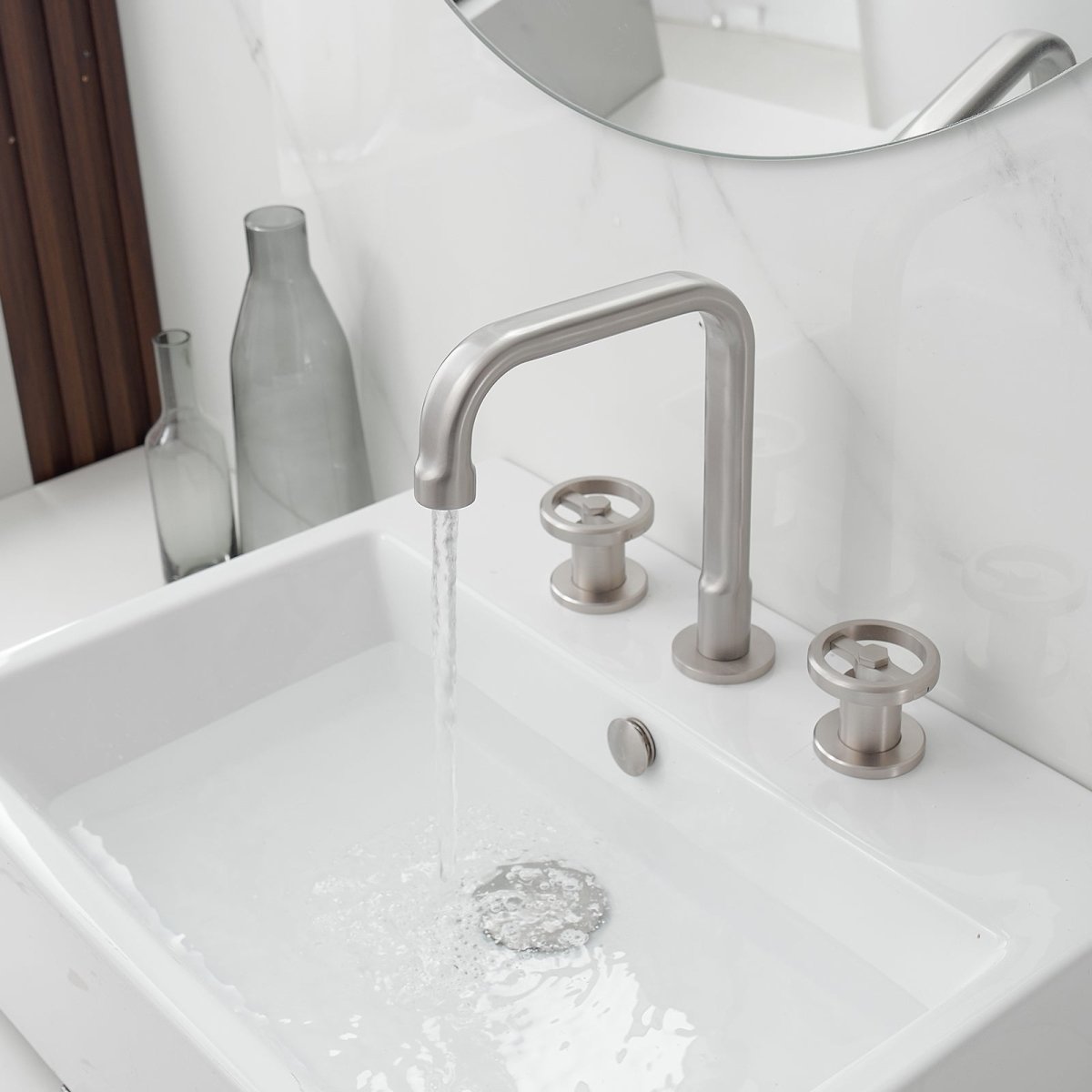 8 in. Widespread Double Handle High-Arc Bathroom Faucet Nickel - buyfaucet.com