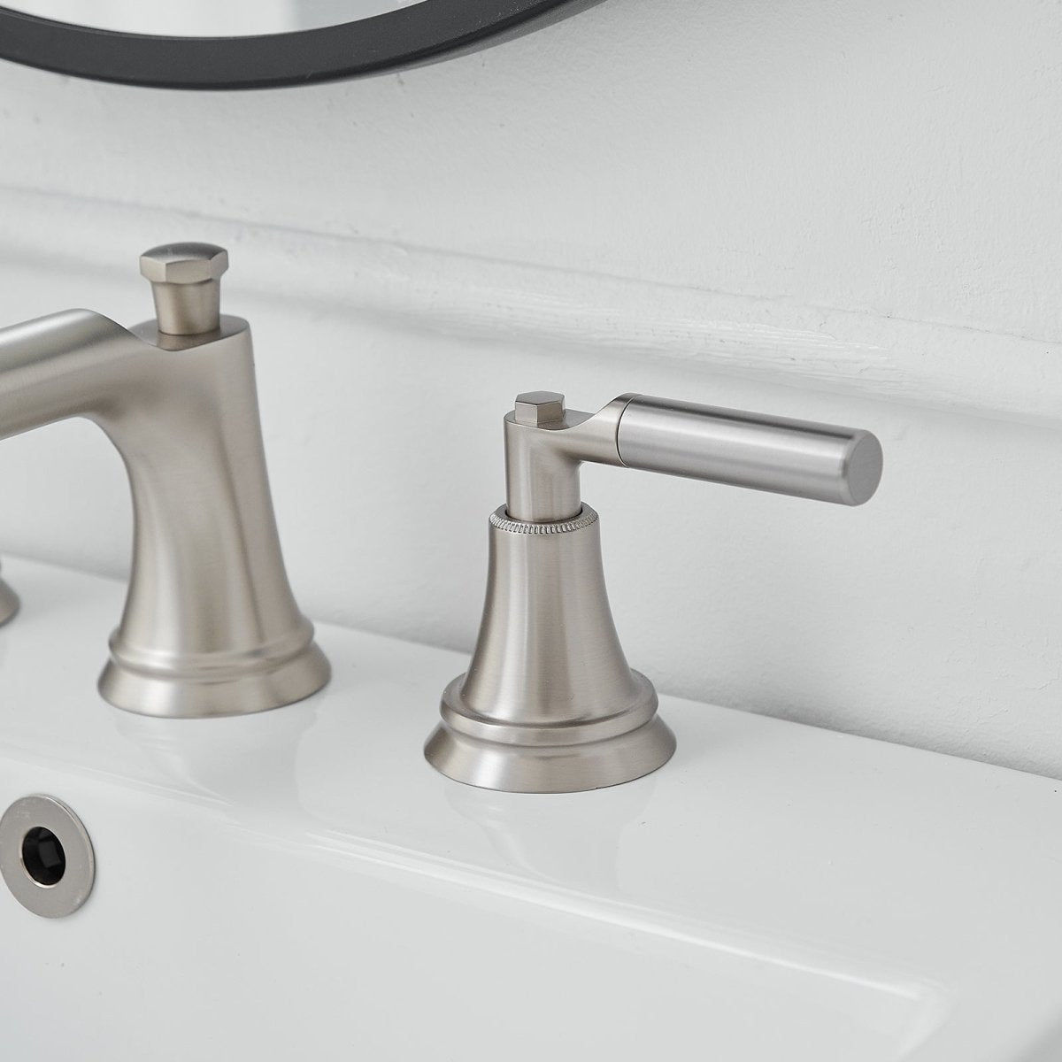 8 in. Widespread Three Holes Bathroom Faucet Brushed Nickel - buyfaucet.com