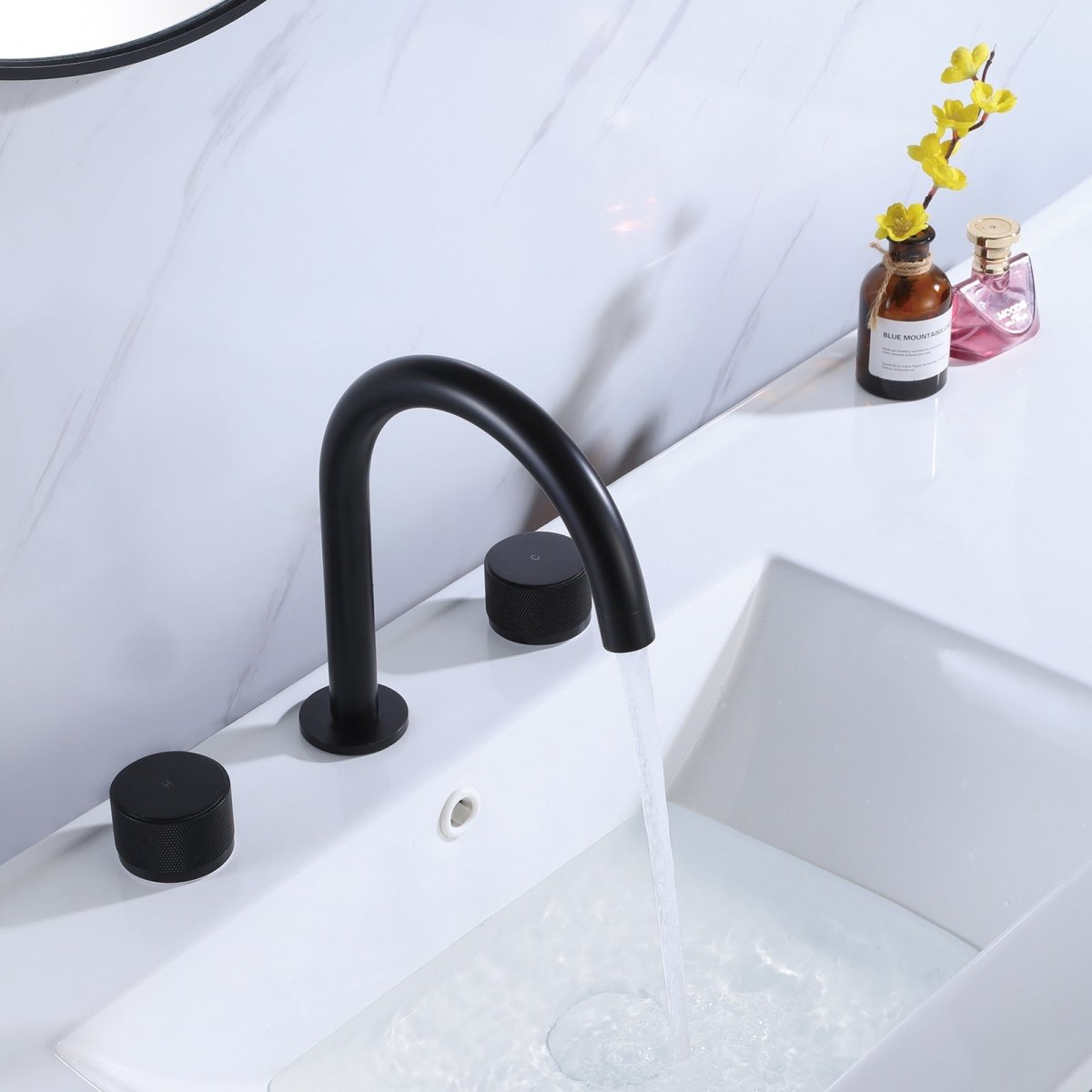 8 Inch 2-Handle Widespread 3 Holes Bathroom Sink Faucet Black - buyfaucet.com
