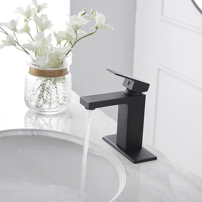 Bathroom Sink Faucets without Pop Up Drain Black