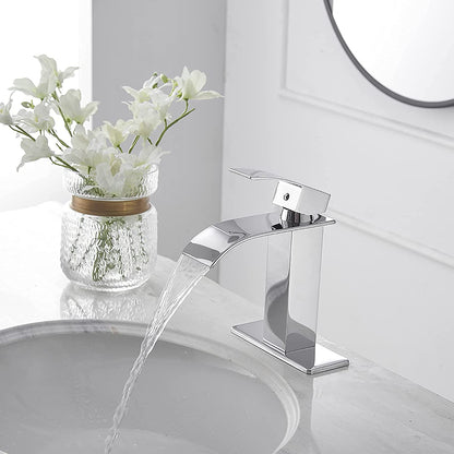 1 Handle Waterfall Spout Faucets Chrome
