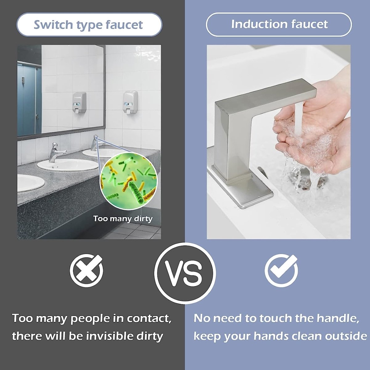 Automatic Sensor Touchless Bathroom Faucet Brushed Nickel - buyfaucet.com