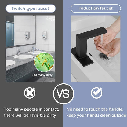 Automatic Sensor Touchless Bathroom Sink Faucet Matte Black - buyfaucet.com