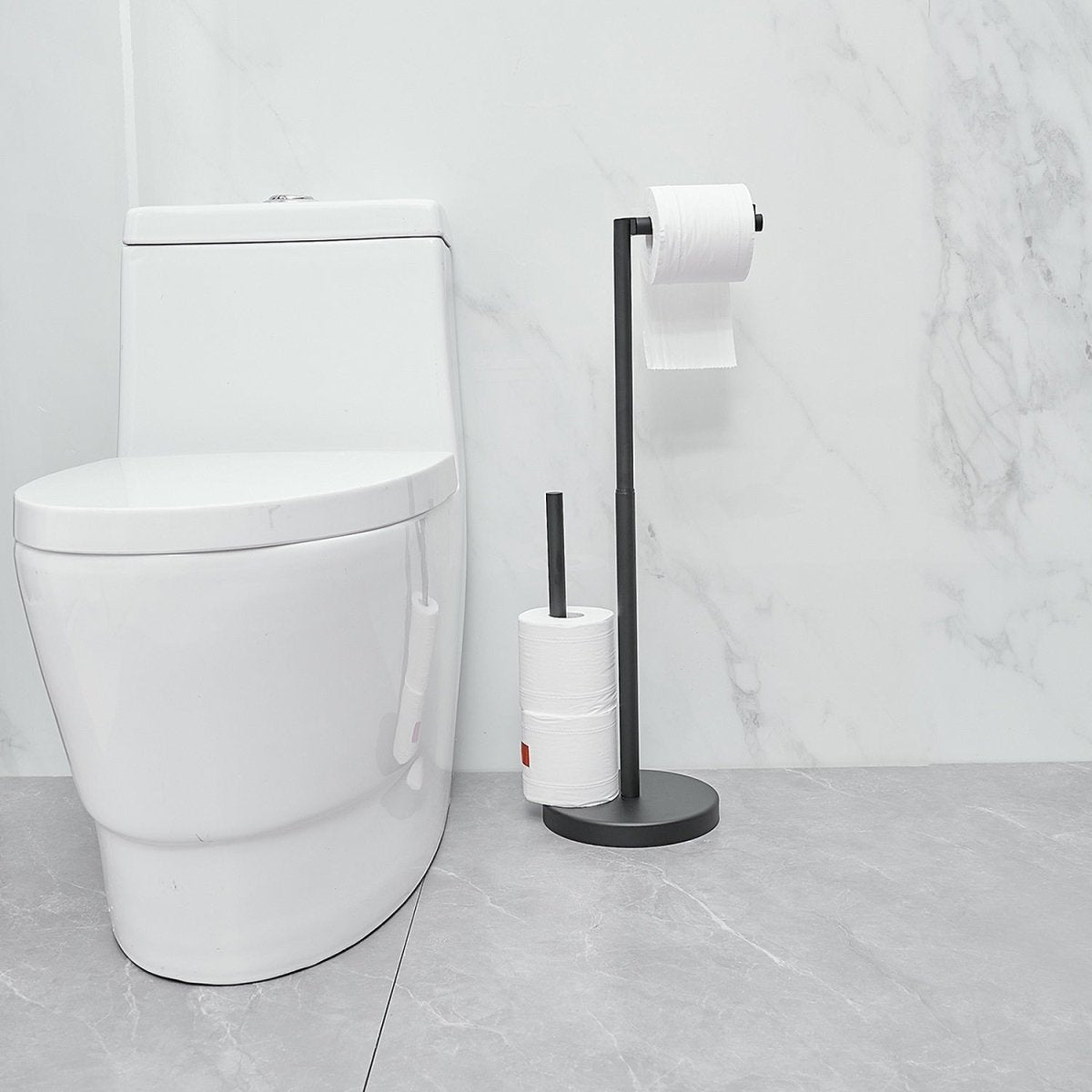 Bathroom Freestanding Toilet Paper Holder in Matte Black - buyfaucet.com