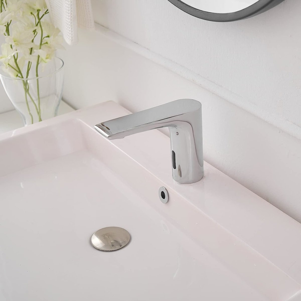 Battery Powered Touchless Bathroom Faucet Polished Chrome - buyfaucet.com