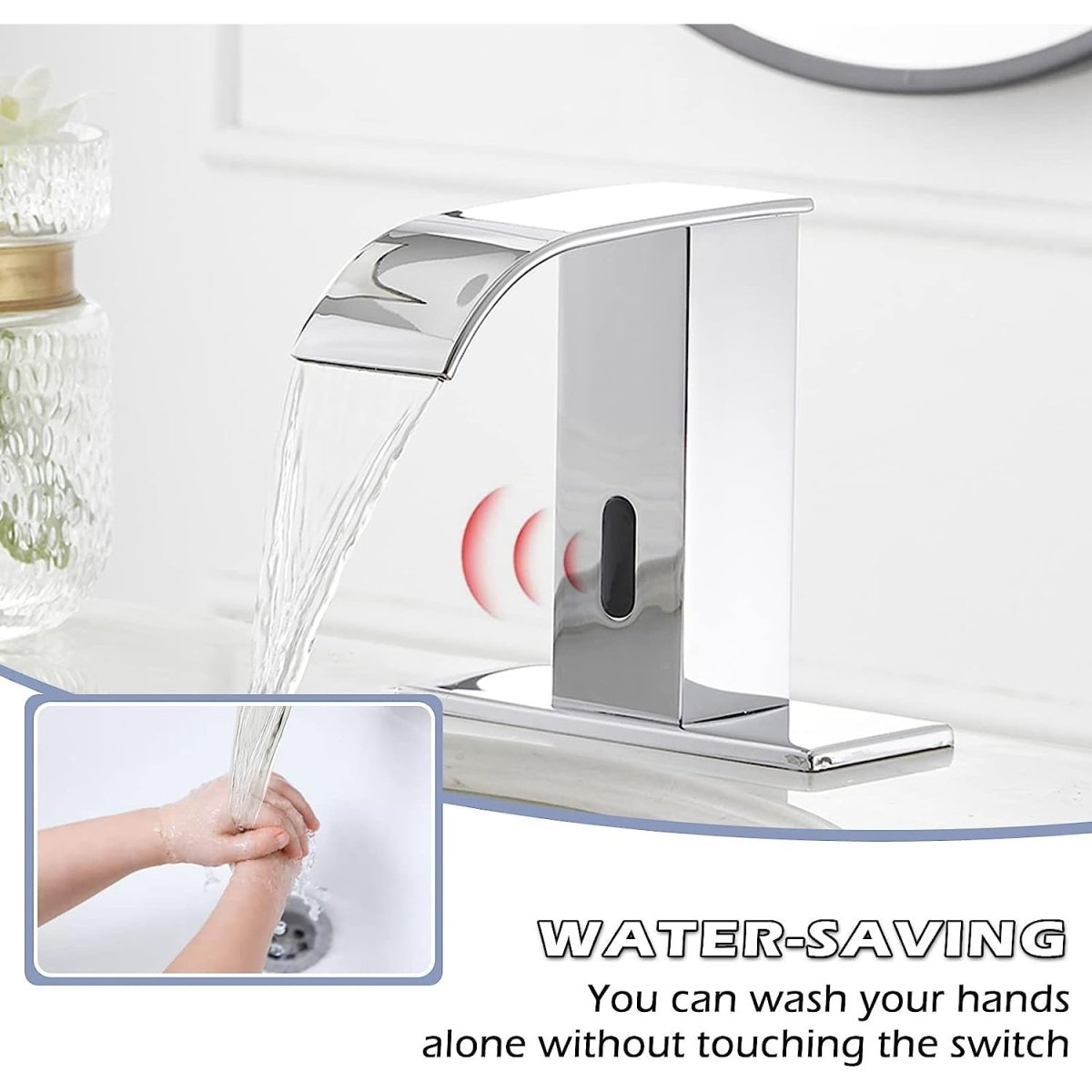 Battery Powered Touchless Bathroom Faucet Polished Chrome - buyfaucet.com