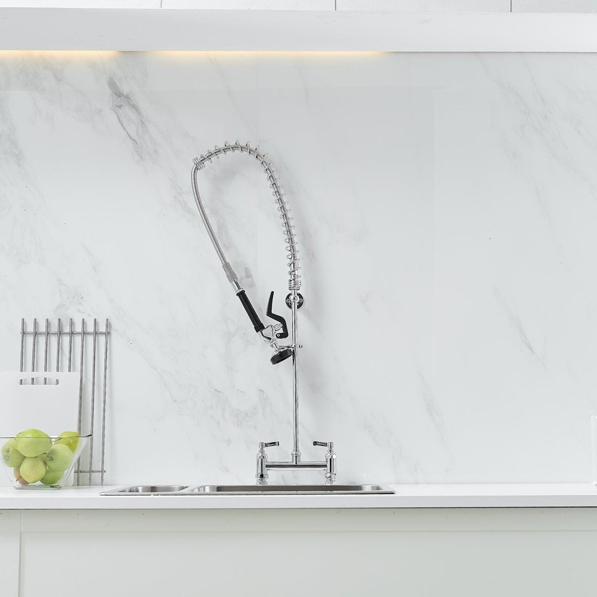 Commercial 2-Handle Wall Mount Kitchen Faucet Chrome - buyfaucet.com