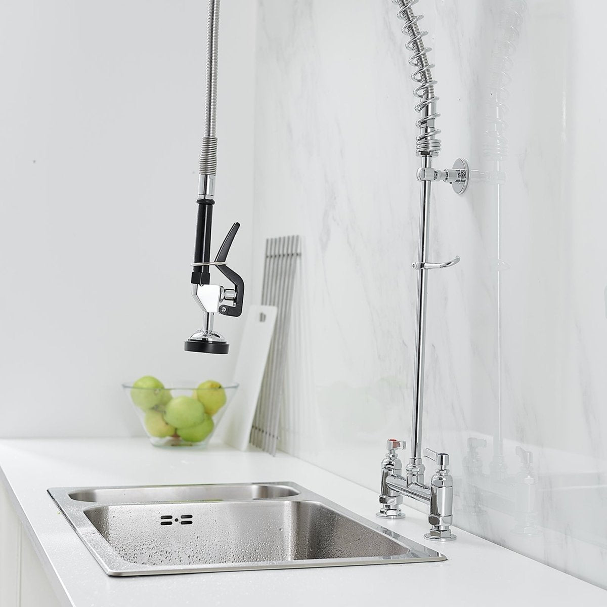 Commercial 2-Handle Wall Mount Kitchen Faucet Chrome - buyfaucet.com