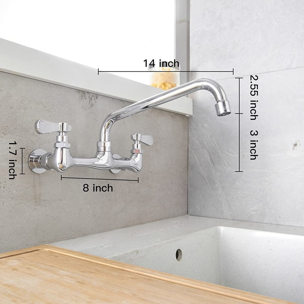 Commercial Kitchen Sink Faucet Center Wall Polished Chrome - buyfaucet.com
