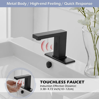 Commercial Touchless Single Hole Bathroom Faucet Matte Black - buyfaucet.com