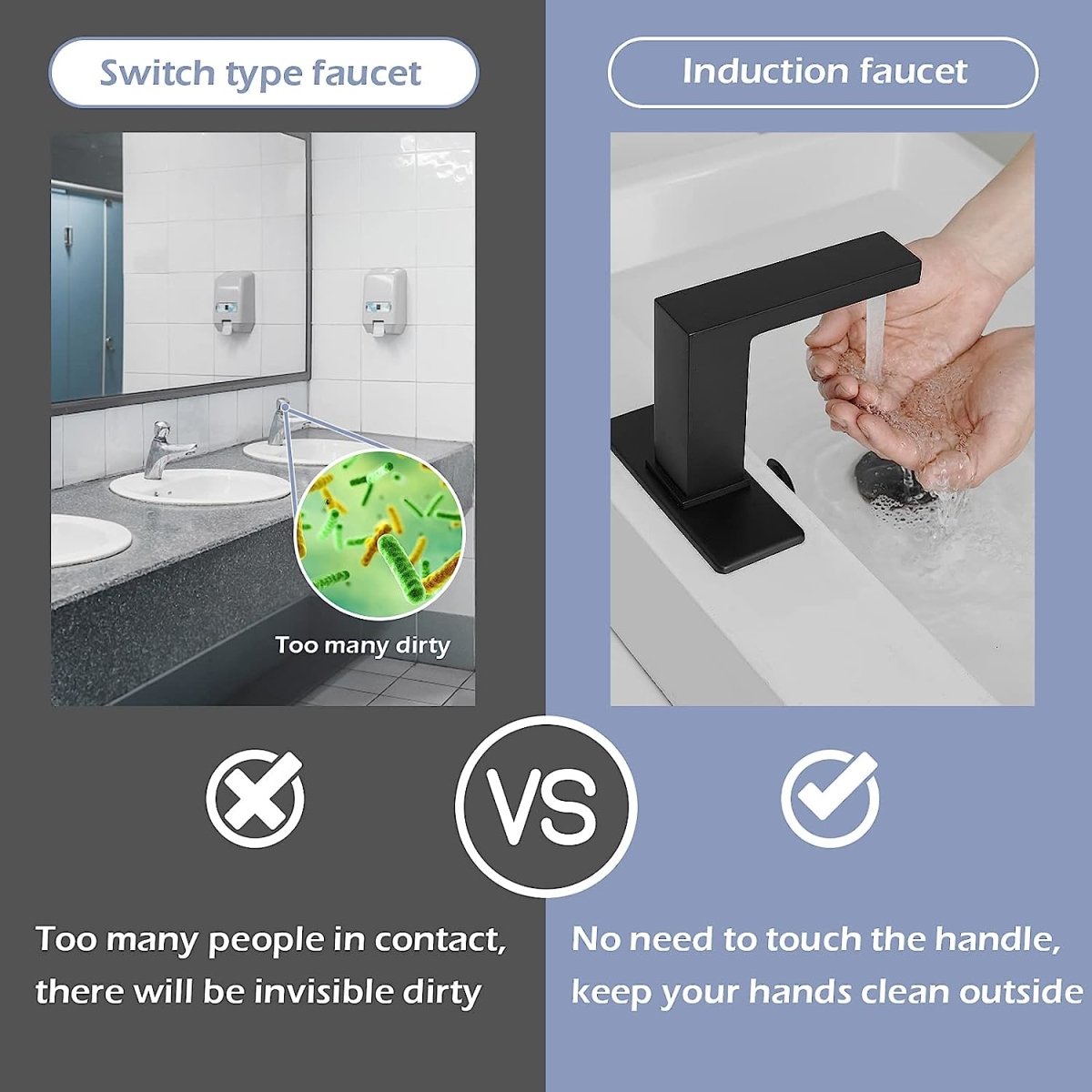Commercial Touchless Single Hole Bathroom Faucet Matte Black - buyfaucet.com