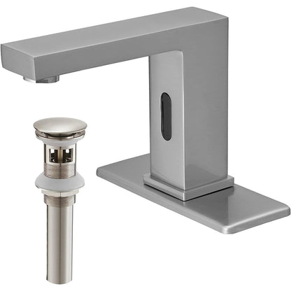 Commercial Touchless Single Hole Bathroom Faucet Nickel - buyfaucet.com