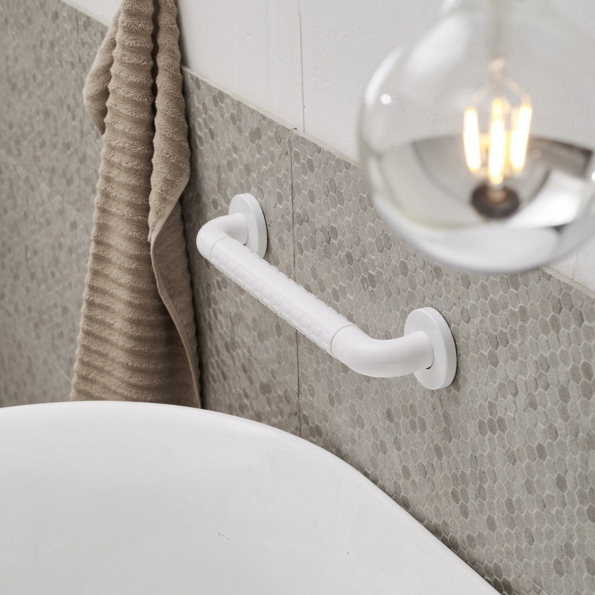 Concealed Screw Grab Bar with Secure Mount in White 17.91" - buyfaucet.com