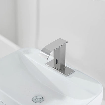 DC Battery Powered Touchless Bathroom Faucet Brushed Nickel - buyfaucet.com