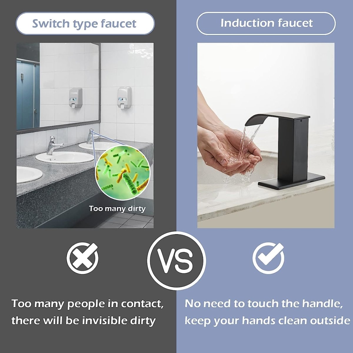 DC Battery Powered Touchless Bathroom Faucet Matte Black - buyfaucet.com