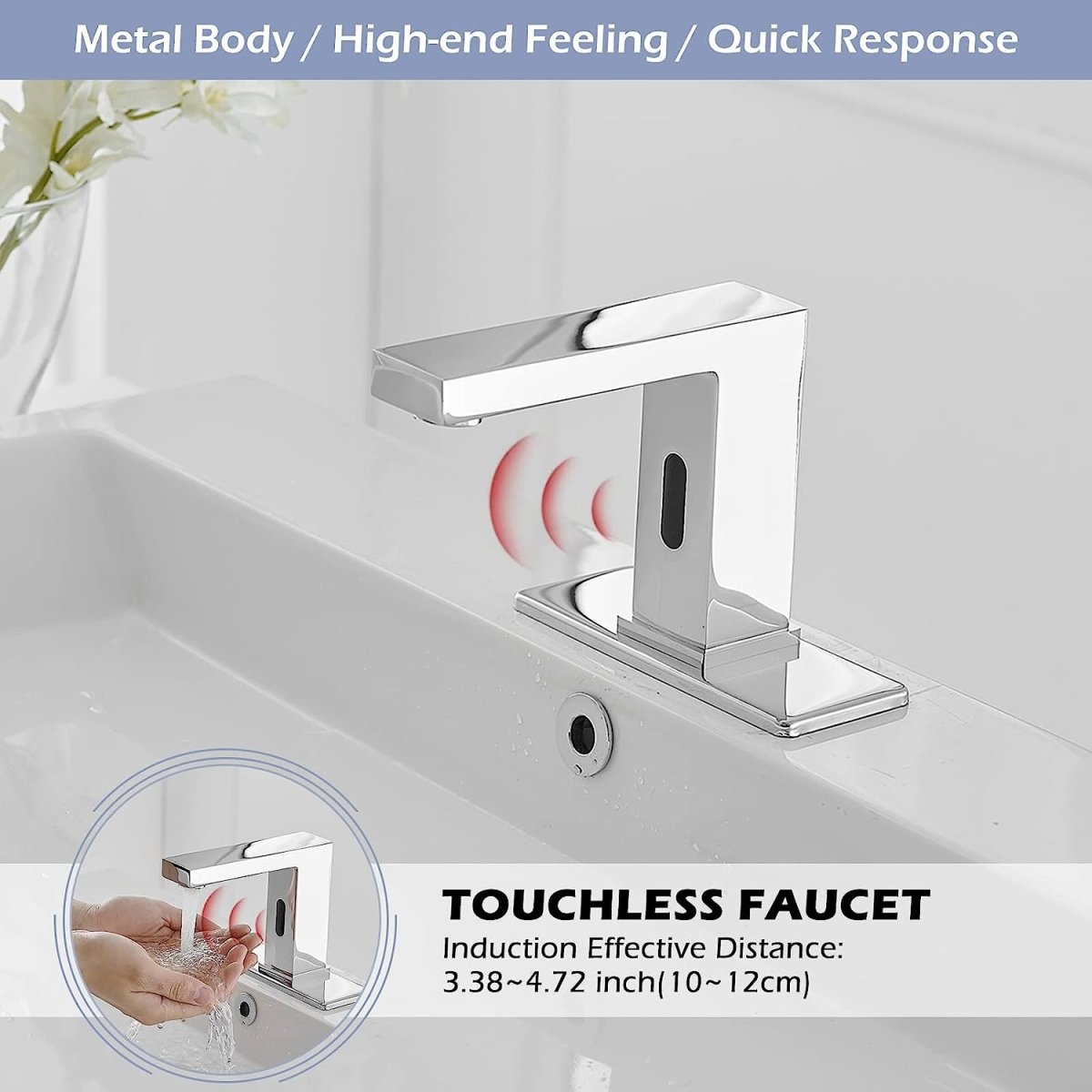 DC Powered Commercial Touchless Bathroom Faucets Chrome - buyfaucet.com