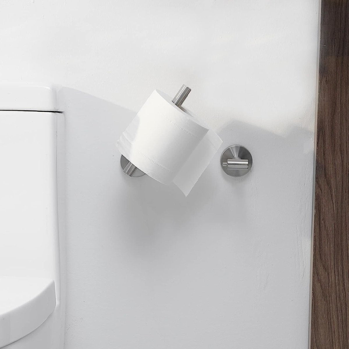 Double Post Pivoting Toilet Paper Holder in Brushed Nickel - buyfaucet.com
