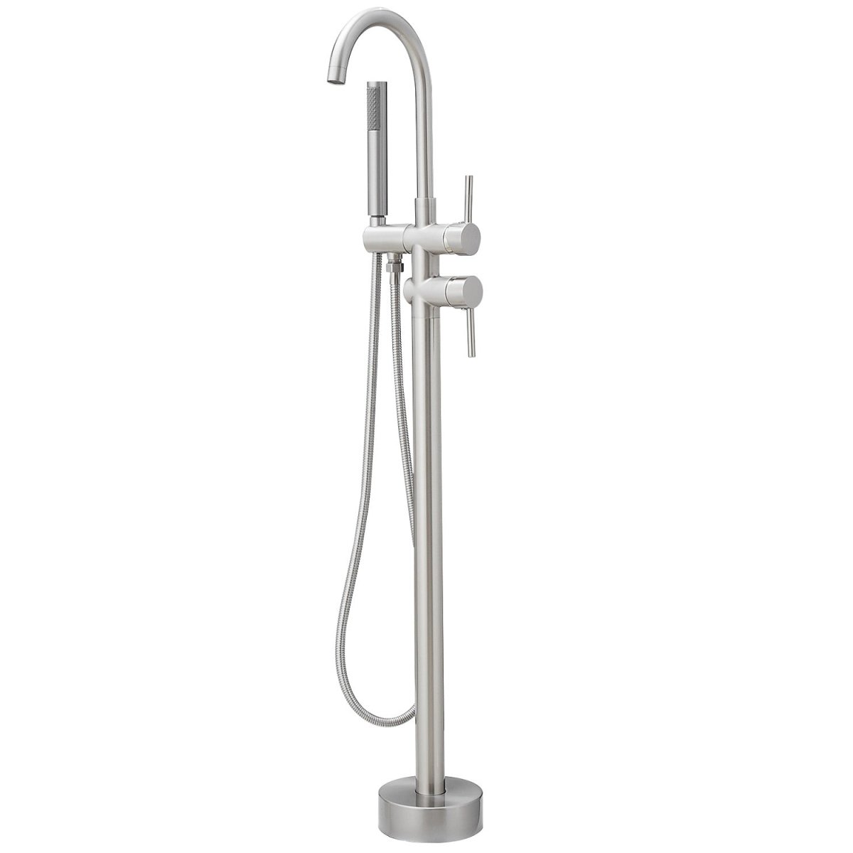 Freestanding Floor Mount Faucet with Hand Shower Nickel - buyfaucet.com