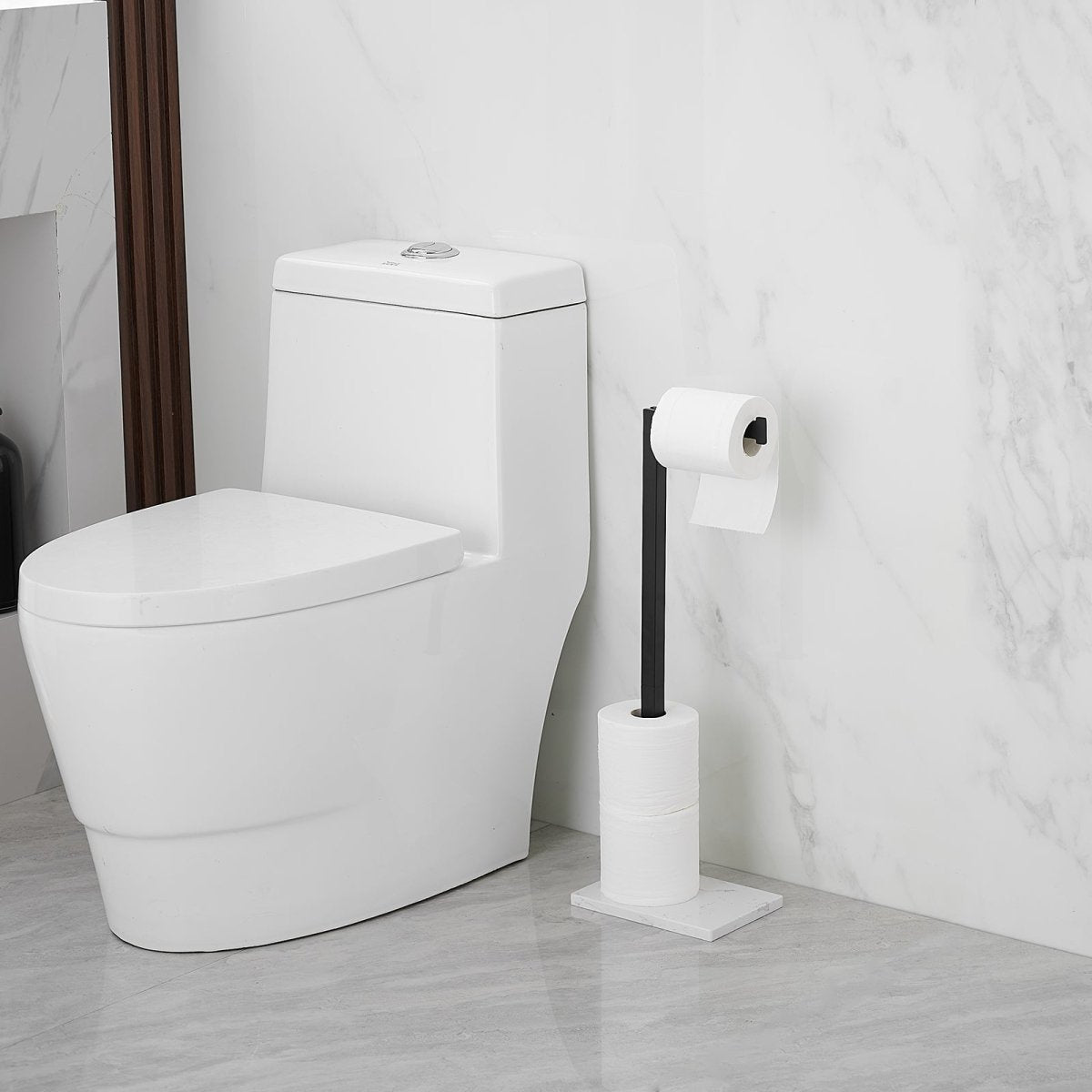 Freestanding Toilet Paper Holder with Marble Base Matte Black - buyfaucet.com