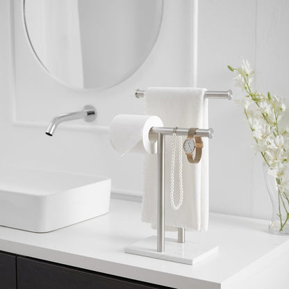 Freestanding Toilet Paper Holder with Natural Marble Base Nickel - buyfaucet.com