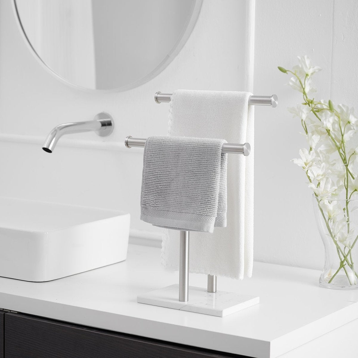Freestanding Toilet Paper Holder with Natural Marble Base Nickel - buyfaucet.com