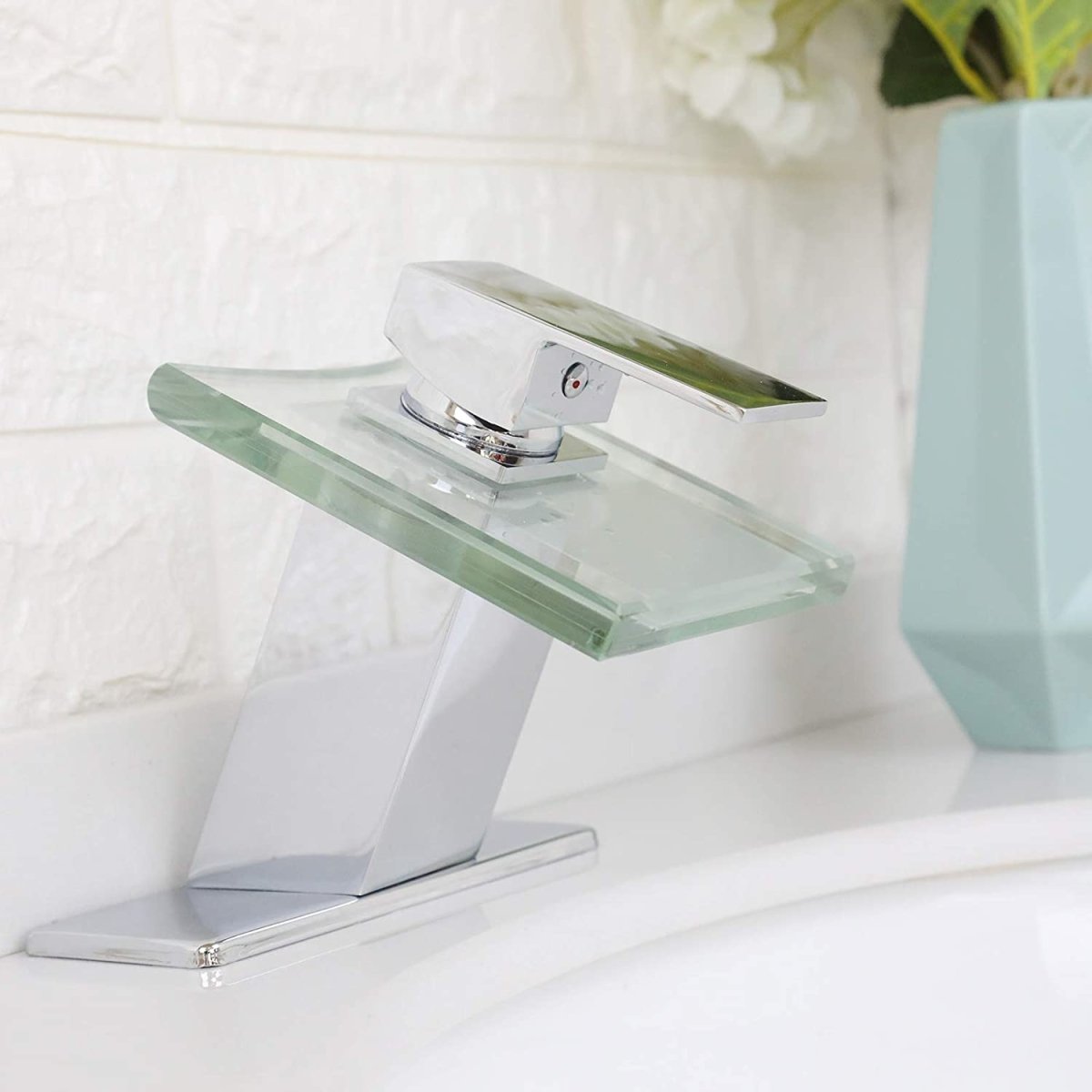 Glass Spout Waterfall Single Hole Bathroom Faucet Chrome - buyfaucet.com