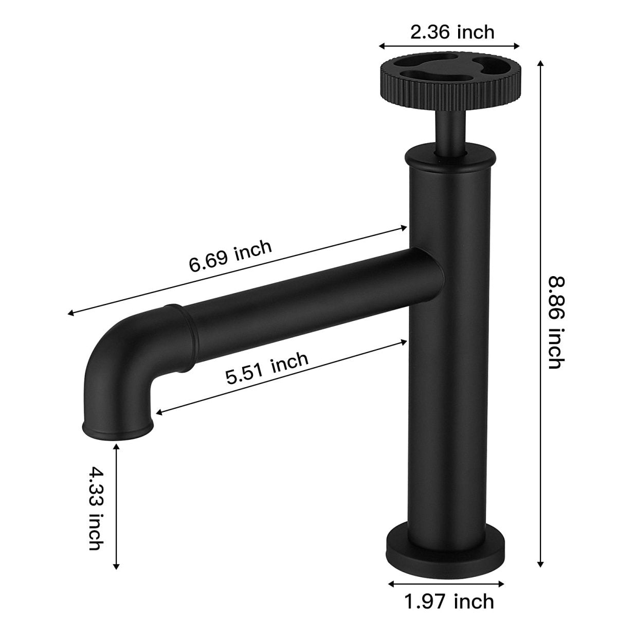 Industry Style Single Handle Bathroom Faucet in Matte Black - buyfaucet.com