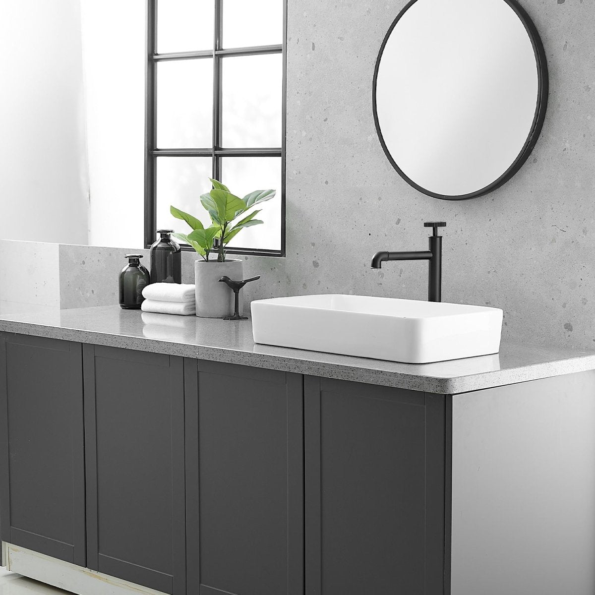 Industry Style Single Handle Vessel Sink Bathroom Faucet Black-1 - buyfaucet.com