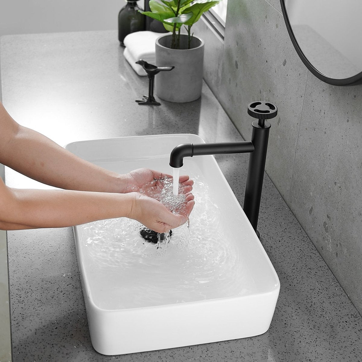 Industry Style Single Handle Vessel Sink Bathroom Faucet Black - buyfaucet.com