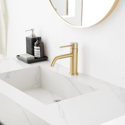 Low-Arc with Drain Assembly Drip-Free Bathroom Faucet Gold - buyfaucet.com