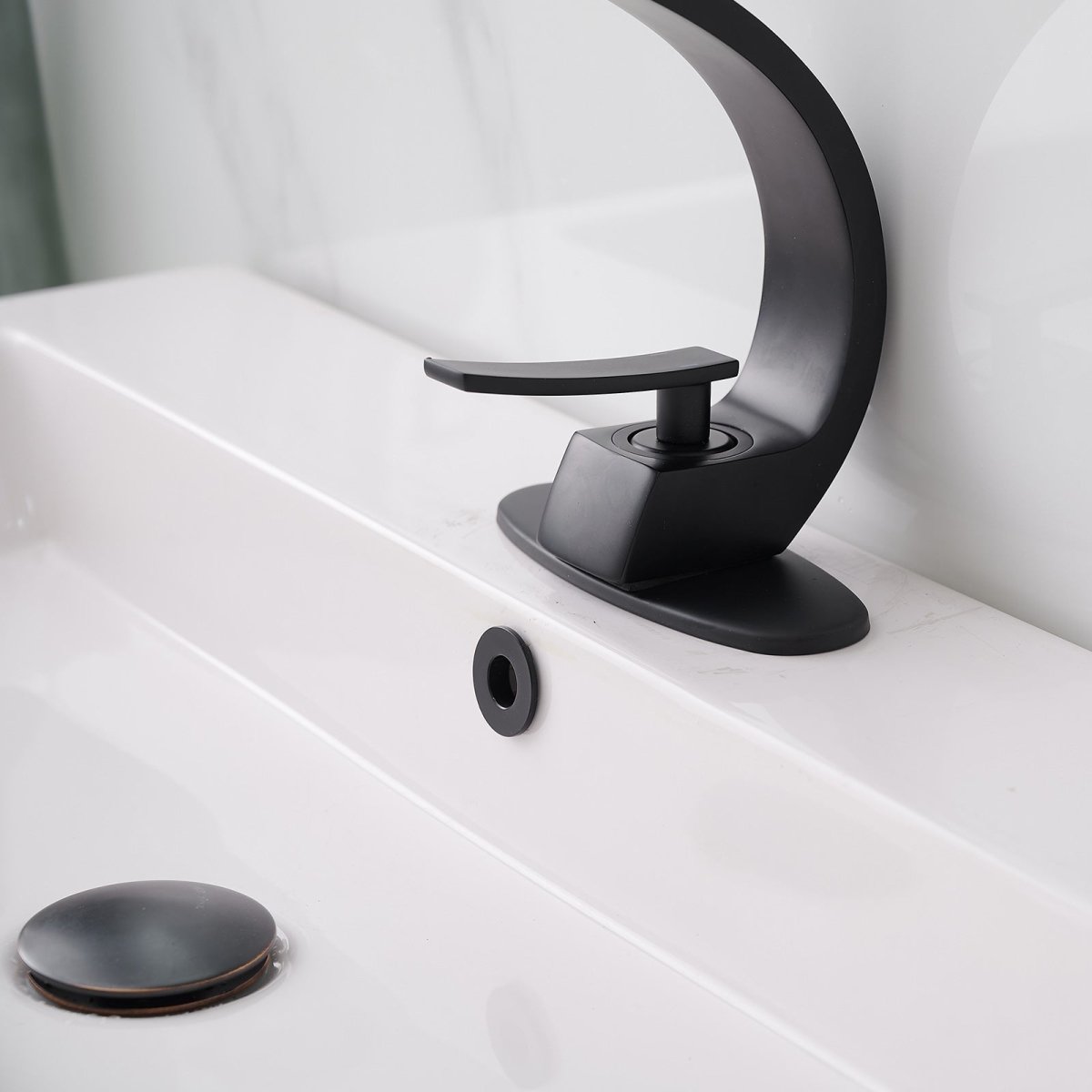 Modern Single Handle Single Hole Bathroom Faucet Matte Black - buyfaucet.com