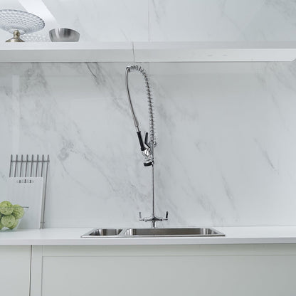 Pull Down 2-Handle Wall Mount Utility Kitchen Faucet Chrome - buyfaucet.com