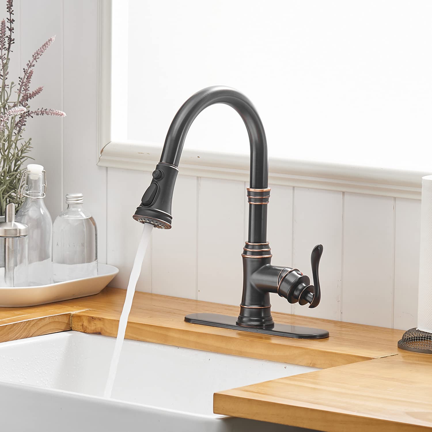 Pull-Out Sprayer 3 Spray Kitchen Faucet Oil Rubbed Bronze - buyfaucet.com