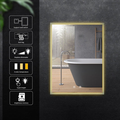 Rectangular Frameless Wall Bathroom Vanity Mirror(24x32 in) - buyfaucet.com
