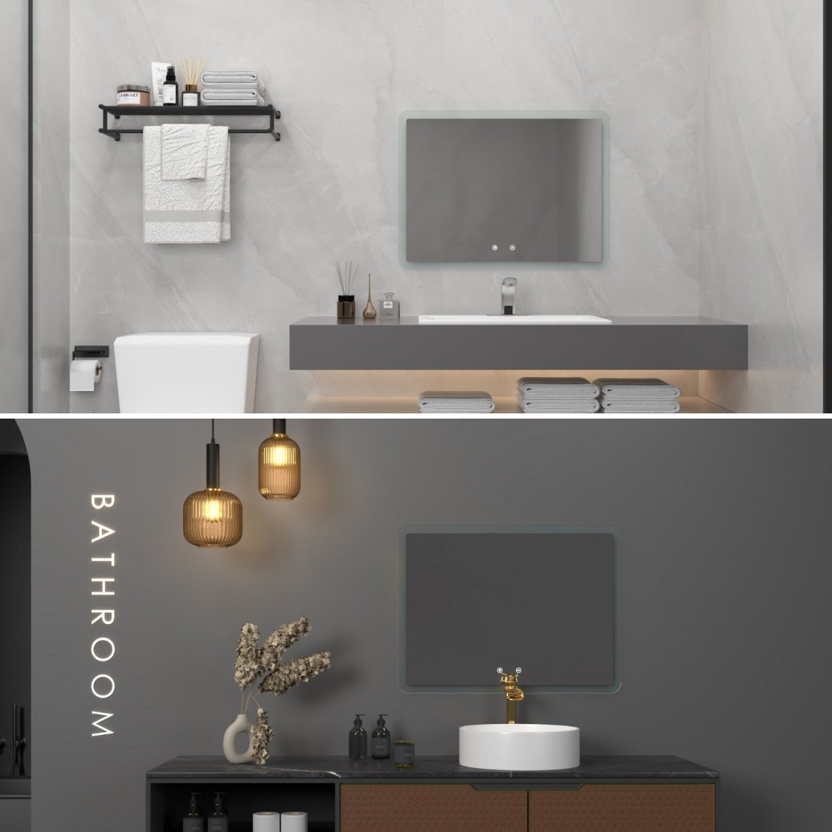Rectangular Frameless Wall Bathroom Vanity Mirror(32x24 in) - buyfaucet.com