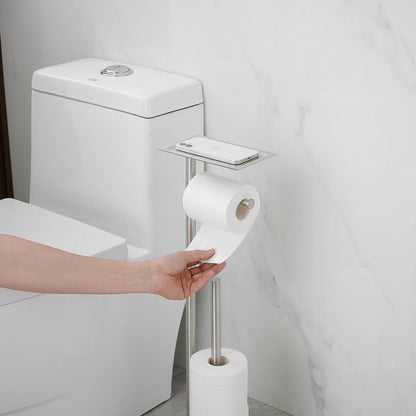 Round Free Standing Toilet Paper Holder in Brushed Nickel - buyfaucet.com