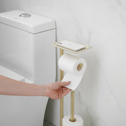Round Freestanding Bathroom Paper Holder in Brushed Gold - buyfaucet.com