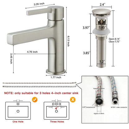 Single Handle Bathroom Faucet Drip-Free Faucet Brushed Nickel-1 - buyfaucet.com