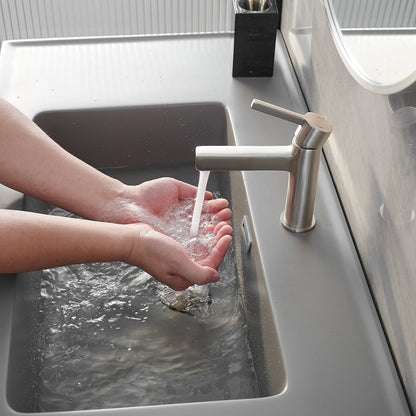 Single Handle Bathroom Faucet Drip-Free Faucet Brushed Nickel - buyfaucet.com