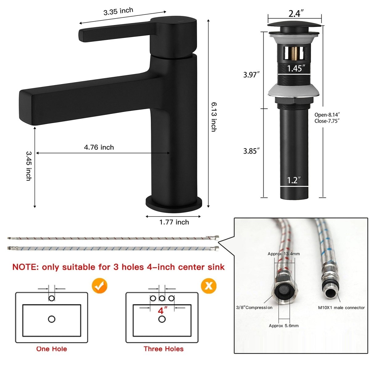 Single Handle Bathroom Faucet Drip-Free Faucet Matte Black-1 - buyfaucet.com