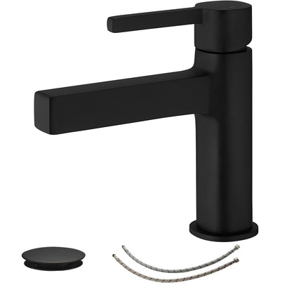 Single Handle Bathroom Faucet Drip-Free Faucet Matte Black - buyfaucet.com
