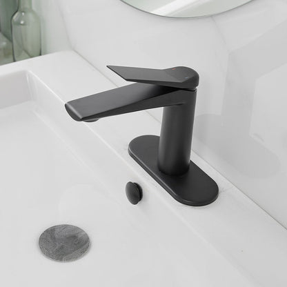 Single Handle Bathroom Sink Faucet with Pop Up Drain Black-1 - buyfaucet.com